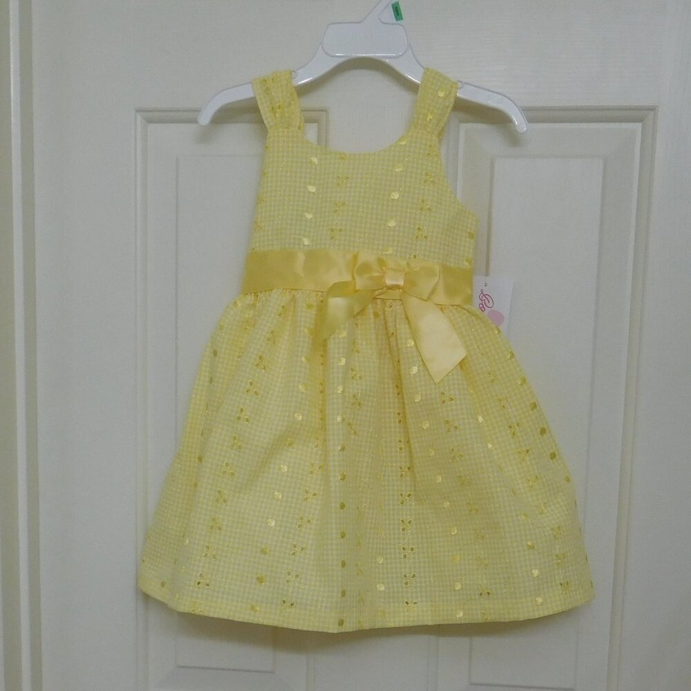 NWT Bonnie Jean Yellow Eyelet Party Dress sz 3t